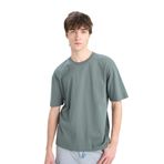 DeFacto%100 Pamuk Oversize Geniş Kalıp Bisiklet Yaka Basic Düz Kısa Kollu Tişört, S, E6885AXNS, Yeşil-GN463, Erkek