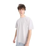 DeFacto%100 Pamuk Oversize Geniş Kalıp Bisiklet Yaka Basic Düz Kısa Kollu Tişört, XS, E6885AXNS, Gri-GR184, Erkek