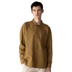 DeFacto%100 Pamuk Oversize Geniş Kalıp Polo Yaka Waffle Uzun Kollu Gömlek, L, C2841AX24SP, Haki-KH502, Erkek