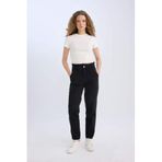 DeFacto%100 Pamuk Paperbag Beli Lastikli Kısa Paça Jean Pantolon, 34, D4309AX25SP, Siyah, Kadın