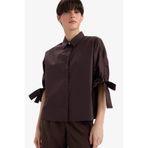 DeFacto%100 Pamuk Regular Fit Bağlama Detaylı Poplin Gömlek Kahverengi, 36, F9139AX25WN, Kahve-BN220, Kadın