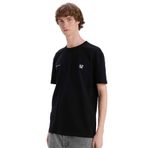 DeFacto%100 Pamuk Regular Fit Bisiklet Yaka Baskılı Kısa Kollu Tişört, S, C2117AX24SM, Siyah-BK81, Erkek