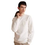 DeFacto%100 Pamuk Regular Fit Bisiklet Yaka Dokulu Cepli Sweatshirt, XL, B6497AXWT32mc, beyaz, erkek