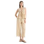 DeFacto%100 Pamuk Regular Fit Brode Plaj Pantolonu, M, E0602AX25SM, Bej-BG387, Kadın