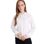 DeFacto%100 Pamuk Regular Fıt Fiyonklu Poplin Gömlek Tunik F2724AX25SP, S Beyaz-WT34