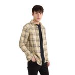 DeFacto%100 Pamuk Regular Fit Kareli Oduncu Flanel Uzun Kollu Gömlek, S, 3188146, Bej, Erkek