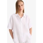 DeFacto%100 Pamuk Regular Fit Müslin Gömlek Beyaz, S, F0884AX25SM, Beyaz-WT36, Kadın