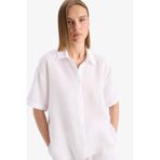 DeFacto%100 Pamuk Regular Fit Müslin Gömlek Beyaz, XS, F0884AX25SM, Beyaz-WT36, Kadın