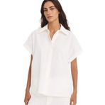 DeFacto%100 Pamuk Regular Fit Poplin Kısa Kollu Gömlek, XS, F9141AX25WN, Beyaz-WT34, Kadın