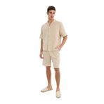 DeFacto%100 Pamuk Relax Fit Cepli Basic Düz Bermuda Şort, 34, C7589AX24SM, Bej-BG695, Erkek