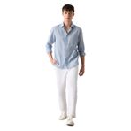 DeFacto%100 Pamuk Relax Fit Rahat Kesim Düz Paça Keten Görünümlü Yazlık Beyaz Kumaş Pantolon, 36, D4251AX25SMBG755, Beyaz-WT32, Erkek