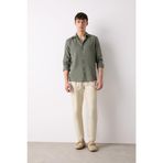 DeFacto%100 Pamuk Relax Fit Rahat Kesim Düz Paça Keten Görünümlü Yazlık Kumaş Pantolon, 36, D4251AX25SM, Bej, Erkek