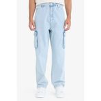 DeFacto%100 Pamuk Relax Fit Rahat Kesim Geniş Paça Kargo Cepli Jean Pantolon, 30, C7376AX24AU, Mavi-NM39, Erkek