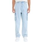 DeFacto%100 Pamuk Relax Fit Rahat Kesim Geniş Paça Kargo Cepli Jean Pantolon, 34, C7376AX24AU, Mavi-NM39, Erkek
