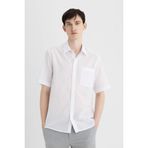 DeFacto%100 Pamuk Relax Fit Yazlık Polo Yaka Kısa Kollu Beyaz Gömlek, S, C7598AX24SM, Beyaz-WT34, Erkek