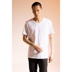 DeFacto%100 Pamuk Slim Fit Dar Kesim V Yaka Basic Düz Kısa Kollu Tişört, XS, M7668AZ23SP, Beyaz, Erkek