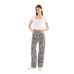 DeFacto%100 Pamuk Straight Fit Gabardin Pantolon Zebra Desenli Normal Bel Standart Boy, 36, E4134AX, Siyah, Kadın