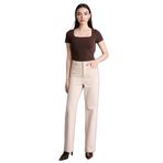 DeFacto%100 Pamuk Straight Fit Normal Bel Gabardin Pantolon, 36, H0092AX26SP, Bej-BG738, Kadın