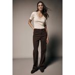 DeFacto%100 Pamuk Straight Fit Normal Bel Gabardin Pantolon, 36, H0092AX26SP, Kahve-BN341, Kadın