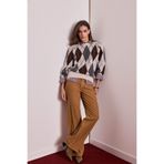 DeFacto%100 Pamuk Straight Wide Fermuarlı Normal Bel Standart Boy Kadife Pantolon, 42, G1618AX25AU, Kahve-BN302, Kadın