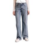 DeFacto%100 Pamuk Straight Wide Yüksek Bel Jean Pantolon, 36, F9596AX26SP, Mavi-NM28, Kadın