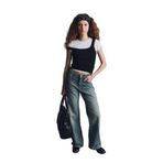 DeFacto%100 Pamuk Straight Wide Yüksek Bel Jean Pantolon, 38, G8851AX26SP, Mavi-NM28, Kadın