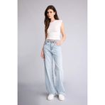 DeFacto%100 Pamuk Straight Wide Yüksek Bel Jean Pantolon, 44, F9582AX26SP, Mavi-NM39, Kadın