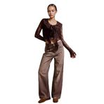 DeFacto%100 Pamuk Wide Leg Geniş Bol Paça Jean Pantolon, 40, G2906AX25AU, Kahve-BN336, Kadın