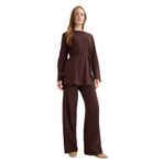 DeFacto%100 Pamuk Wide Leg Geniş Bol Paça Pantolon Kahve, S, F6368AX25AU, Kahve-BN328, Kadın