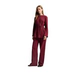DeFacto%100 Pamuk Wide Leg Geniş Paça Pantolon Bordo, M, F6368AX25AU, Bordo-BR115, Kadın