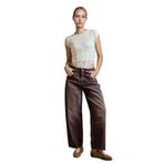 DeFacto%100 Pamuk Wide Leg Jean Pantolon, 38, G2909AX25AU, Kahve-BN336, Kadın