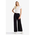 DeFacto%100 Pamuk Wide Leg Normal Bel Gabardin Pantolon, 34, E4381AX25AU, Siyah-BK81, Kadın