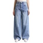 DeFacto%100 Pamuk Wide Leg Normal Bel Jean Pantolon, 42, G8837AX26SP, Mavi-NM28, Kadın