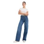 DeFacto%100 Pamuk Wide Leg Yüksek Bel Uzun Jean Pantolon, 40, G6900AX25CW, Mavi-NM34, Kadın