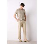 DeFacto%100 Pamuk Yazlık Jogger Pantolon Regular Fit Normal Kesim Keten Görünümlü Düz Paça Cepli, 34/34, B4138AX25SP, Bej, Erkek
