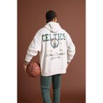 DeFactoFit NBA Boston Celtics Oversize Geniş Kalıp Kapüşonlu Sırt Baskılı Kalın Sweatshirt D3242AX24WNBG662