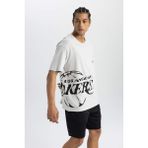 DeFactoFit NBA Los Angeles Lakers Boxy Fit Bisiklet Yaka Kısa Kollu Tişört B9895AX24SM - Gri-GR94