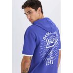 DeFactoFit NBA Los Angeles Lakers Oversize Geniş Kalıp Kapüşonlu Sırt Baskılı Kısa Kollu Tişört B3895AX25SPPR488