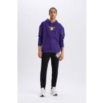DeFactoFit NBA Los Angeles Lakers Standart Fit Cepli Kalın Sweatshirt Kumaşı Sporcu Jogger