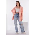 Defile Lüx Vatkalı Oversize Ceket Koyu Somon - Eva Serisi - 36