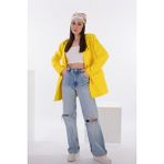 Defile Lüx Vatkalı Oversize Ceket Limon Sarısı - Eva Serisi - 40