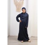 Defka Kız Çocuk Fermuarlı Namaz Elbisesi Modern Düz - Lacivert - 7 - 8 Yaş