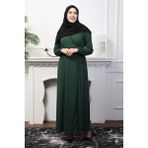 Defka Tek Parça Kruvaze Yandan Bağlamalı Kadın Namaz Elbisesi Sabahlık - Yeşil - 2XL