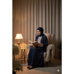 Defkay Tek Parça Kadın Namaz Elbisesi Uzun Kol Düz Renk Pamuk - Polyester Malzeme ile Şık Tasarım - Lacivert - 4XL