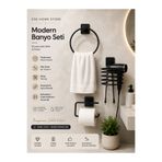 DEFNE AVM Yapışkanlı Siyah fön makinası askısı yuvarlak havluluk tuvalet kağıtlıgı saç kurutma makinesi tutaca