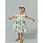 Defne Beyaz Çiçekli Vintage Kız Bebek Elbise,doğum Günü Elbise,fotoğraf Çekim Elbise,0-7 Yaş Uygun - 6 - 9 Ay
