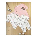 DEFNE LİNA BABY Kız Bebek Kıyafeti Kahve Fil Desenli Renkli Patikli 3lü Tulum Set Yenidoğan 3-6-9 Ay