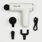 Defne Star NG-SM003 Titreşimli Masaj Aleti | 5 Hız Ayarı – 4 Masaj Başlığı – 1800MAH Şarjlı Sessiz Motor | Kas Rahatlatıcı Masaj Tabancası - Beyaz
