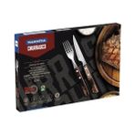 Defne Store 21199/909 Biftek Çatal Bıçak Seti, 12 Parça, Kahverengi Saplı, 2 Kat Perçinlenmiş - Option-1