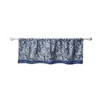 Defne Store Aubrey Suni Ipekten Perde, Şal Desenli, Jakar, Çubuk Cepli, Görüş Korumalı, Oturma Odası, Mutfak, Yatak Odası ve Yurt Için, 127 x 45,7 Cm, Deniz Mavisi - Option-1 - 1BW-Beyaz